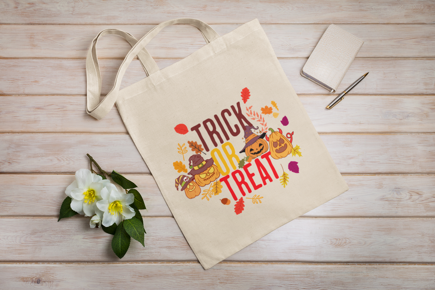 Halloween Cotton Canvas Tote – Reusable Trick or Treat Shopper, Spooky Gift Bag, Fall Festival Tote, Eco-Friendly Holiday Accessory