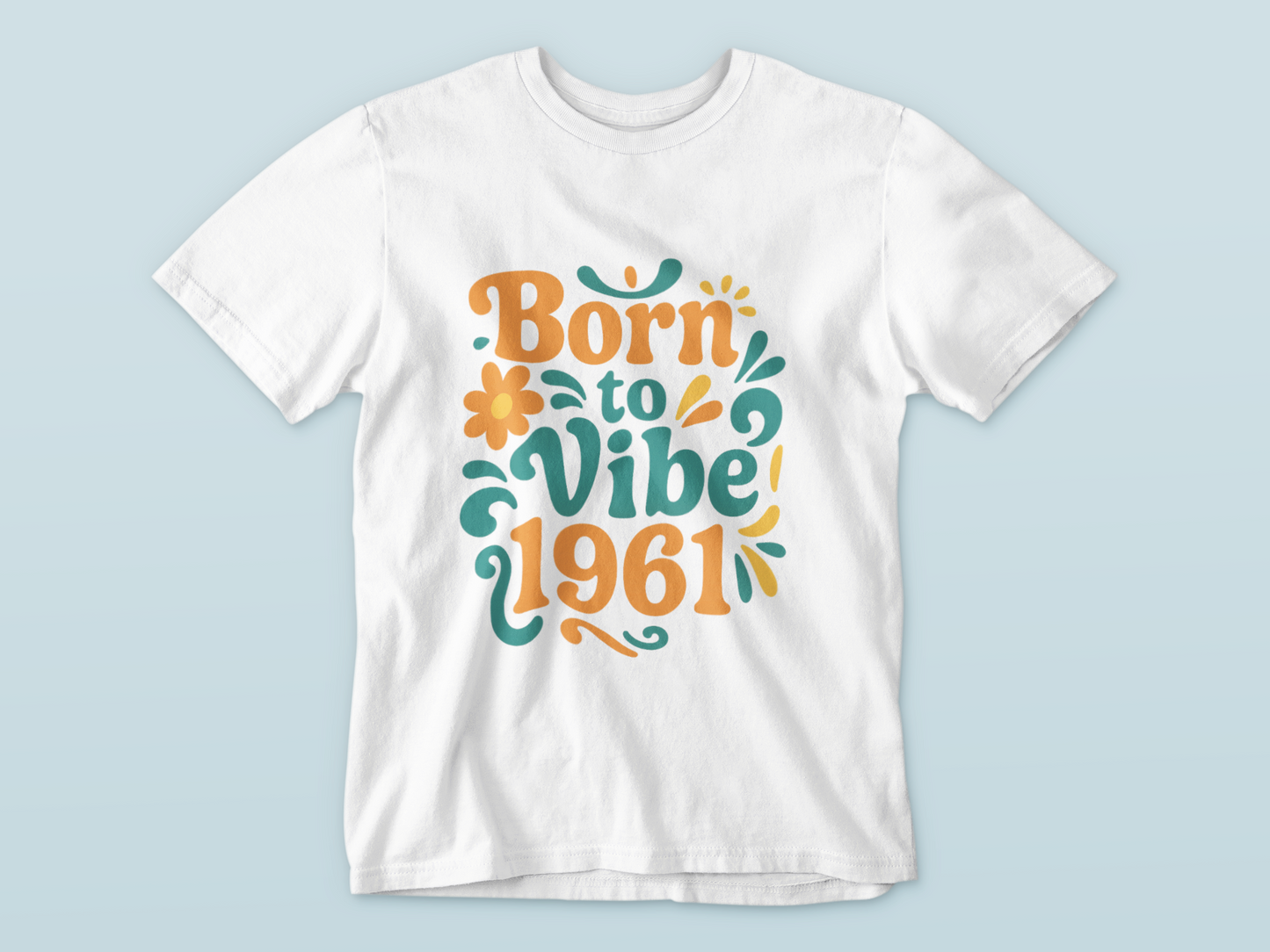 Retro Vibe T-Shirt Born to Vibe 1961 Cotton Tee, Unisex Vintage Shirt, 60s Style Top, Birthday Gift, Casual Everyday Apparel