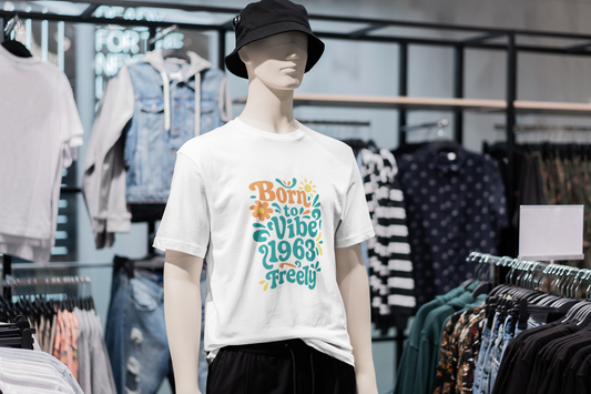 Retro Vibe T-Shirt Born to Vibe 1963 Cotton Tee, Unisex Vintage Shirt, 60s Style Top, Birthday Gift, Casual Everyday Apparel