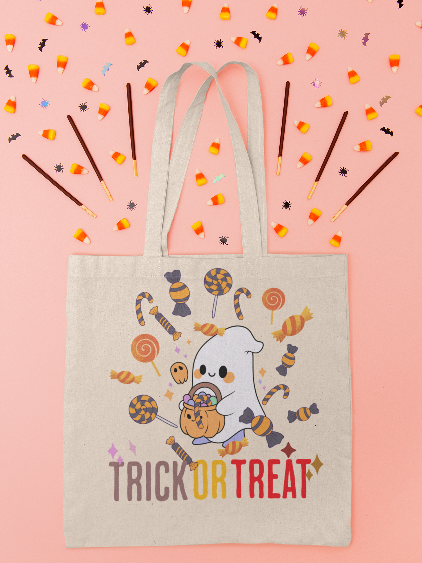 Halloween Cotton Canvas Tote Bag, Trick or Treat Shopper, Eco-Friendly Gift, Holiday Accessory, Cute Costume Bag, Fall Festival Tote