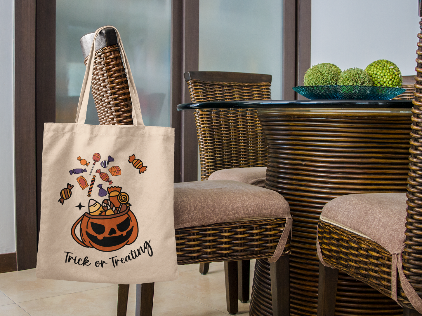 Halloween Trick or Treat Tote Bag, Eco Friendly Reusable Bag, Kids Halloween Gift, Fall Festival Tote, Shopping Bag