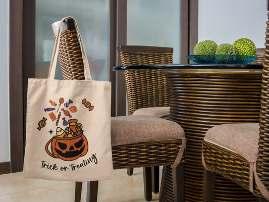 Halloween Trick or Treat Tote Bag, Eco Friendly Reusable Bag, Kids Halloween Gift, Fall Festival Tote, Shopping Bag