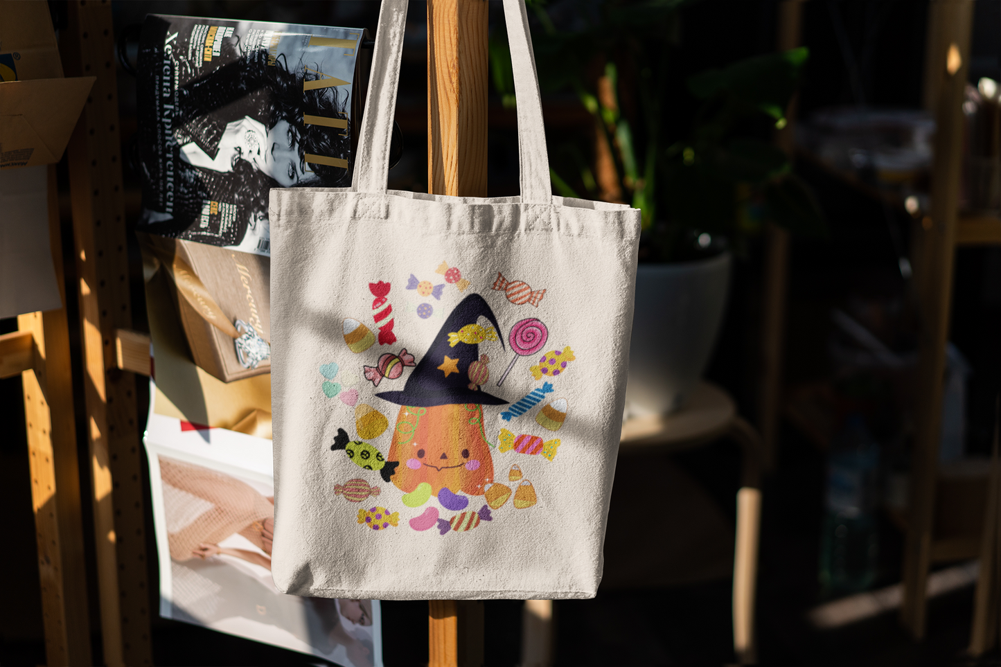 Whimsical Halloween Tote Bag, Cute Pumpkin Design, Trick or Treat Bag, Fall Accessory, Eco Friendly Gift