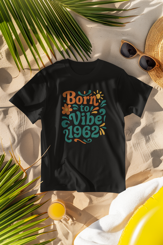 Retro Vibe T-Shirt Born to Vibe 1962 Cotton Tee, Unisex Vintage Shirt, 60s Style Top, Birthday Gift, Casual Everyday Apparel