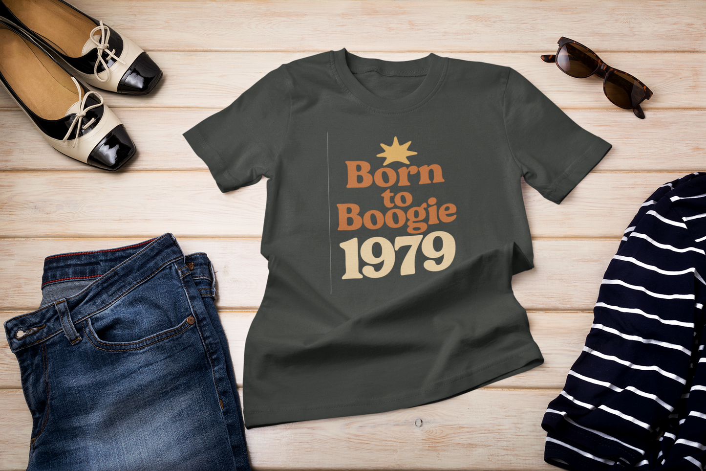 Retro Vibe T-Shirt Born to Vibe 1979 Cotton Tee, Unisex Vintage Shirt, 70s Style Top, Birthday Gift, Casual Everyday Apparel