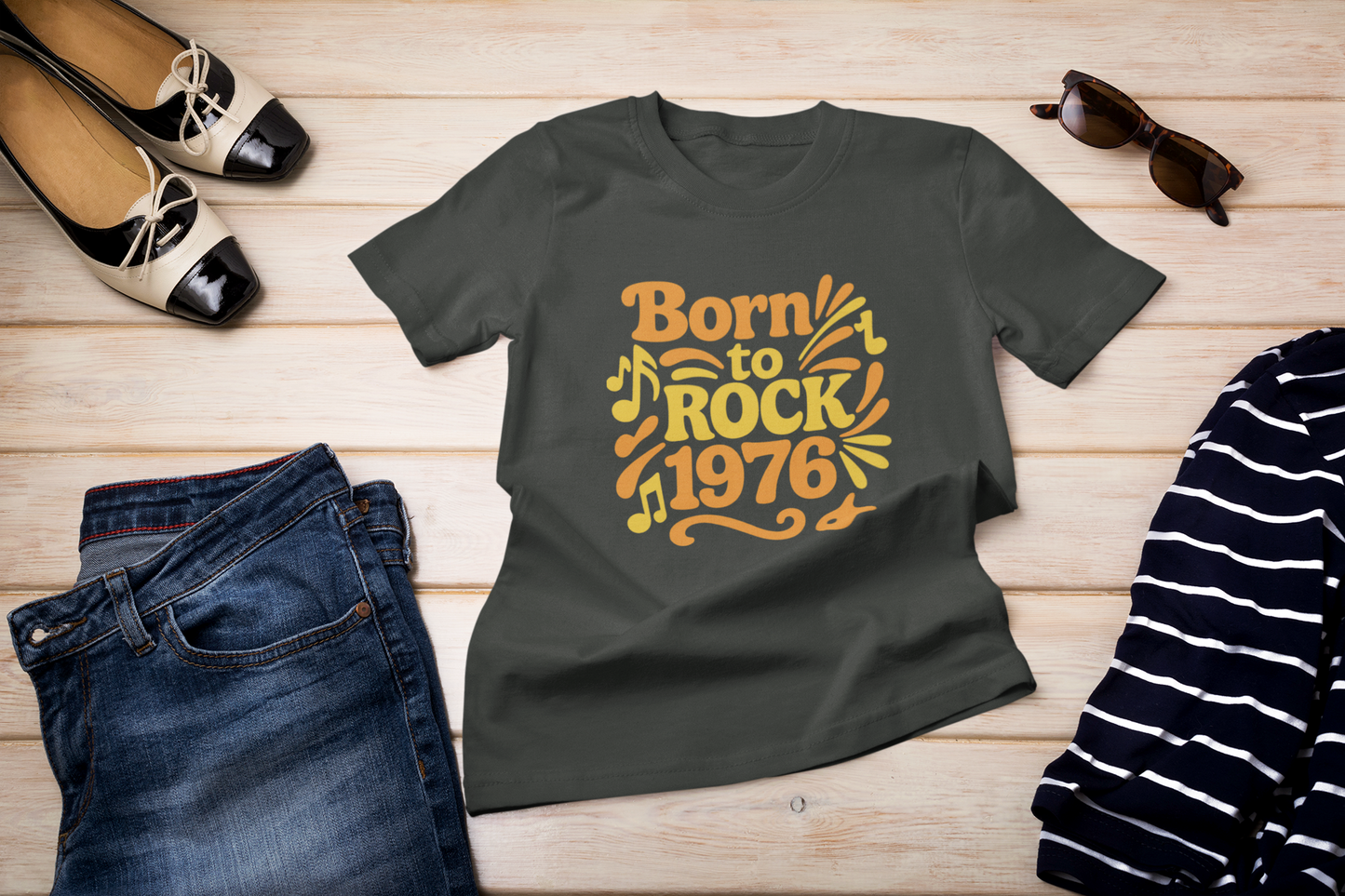 Retro Vibe T-Shirt Born to Vibe 1976 Cotton Tee, Unisex Vintage Shirt, 70s Style Top, Birthday Gift, Casual Everyday Apparel