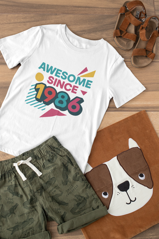 Retro Vibe 1986 T-Shirt Born to Vibe Cotton Tee, Vintage 80s Style Unisex Shirt, Birthday Gift, Casual Everyday Top
