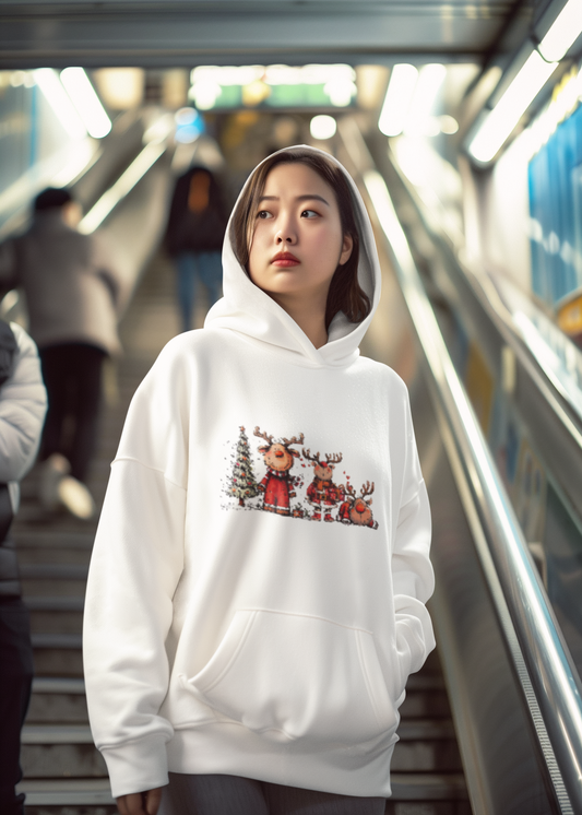 Reindeer Family Christmas Hoodie – Festive Holiday Tree Crewneck