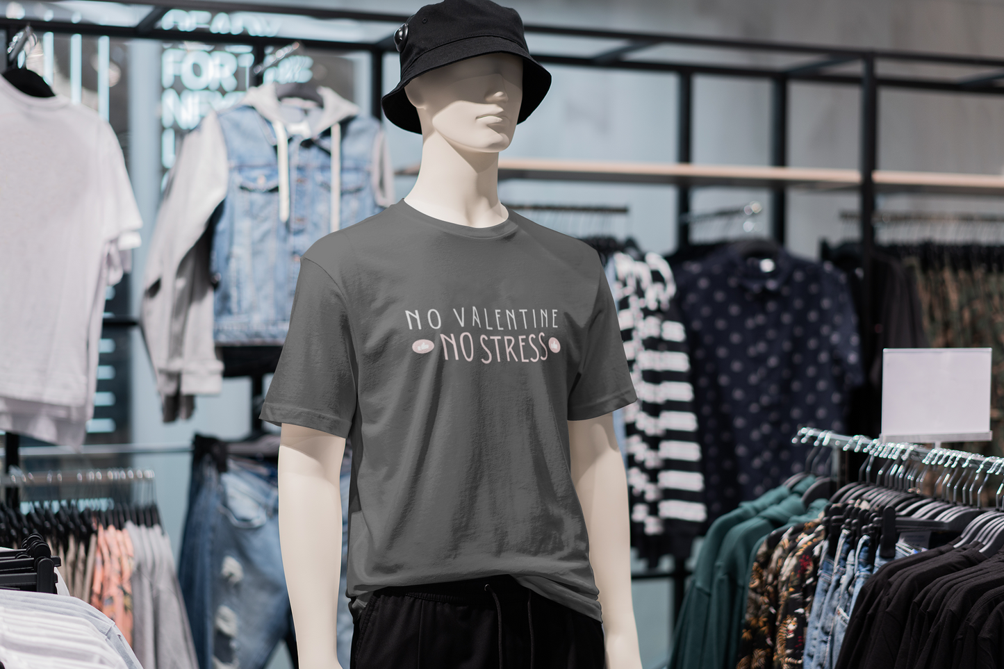 No Valentine No Stress T-Shirt | Valentine Anti-Romance Tee