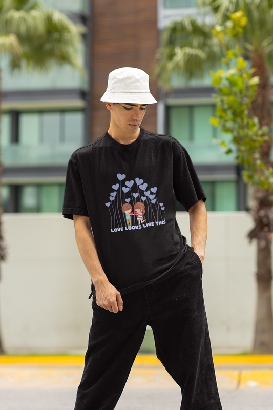 Love Looks Like This T-Shirt | Cute Couple Valentine Graphic Tee | Romantic Heart Shirt