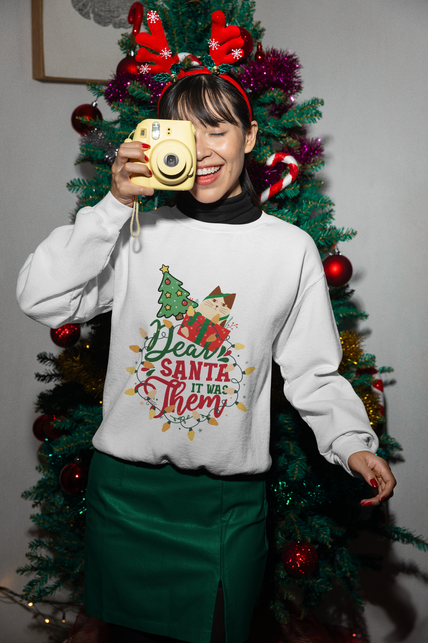 Dear Santa It Was Them Sweatshirt | Funny Elf Christmas Crewneck | Holiday Humor Sweater