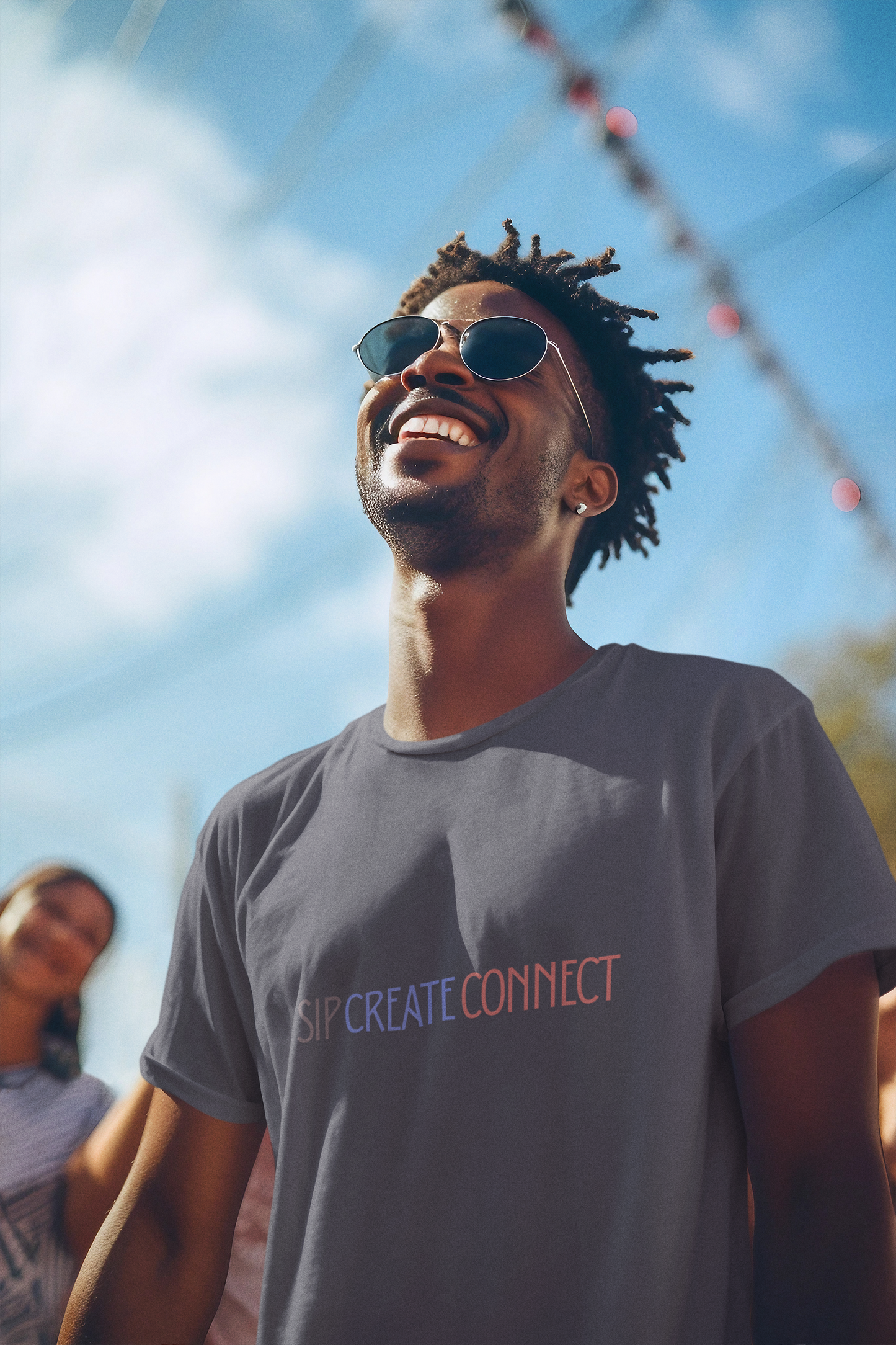 Sip Create Connect T-Shirt | Minimal Pastel Typography Tee | Creative Community Shirt