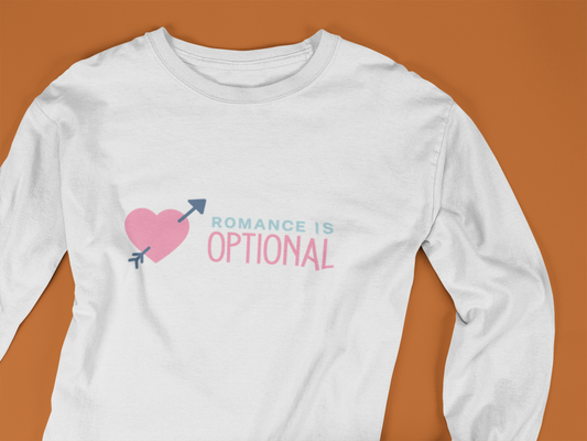 Romance Is Optional Long Sleeve Tee Heart Arrow Graphic Shirt, Cute Typography Valentine Top