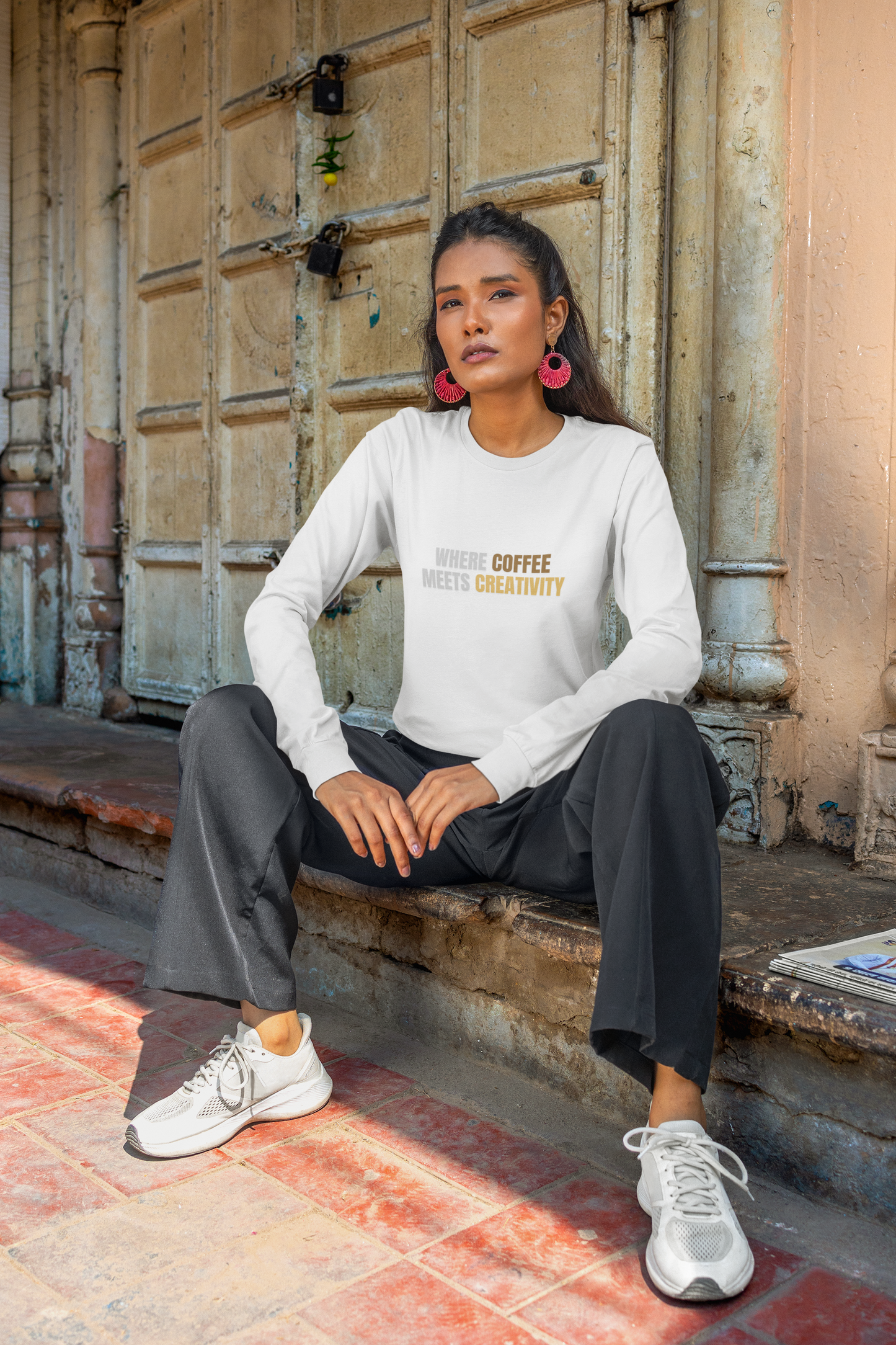 Where Coffee Meets Creativity Long Sleeve Tee | Coffee Shirt | Creative Studio Tee