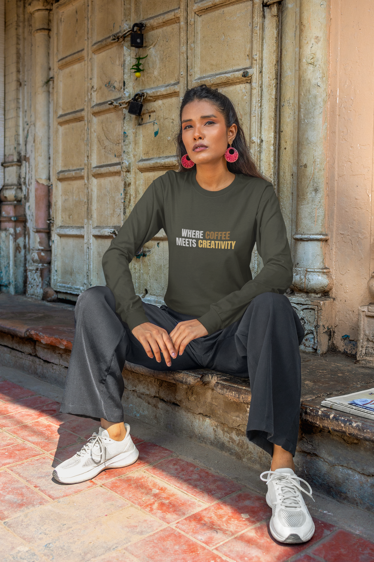 Where Coffee Meets Creativity Long Sleeve Tee | Coffee Shirt | Creative Studio Tee