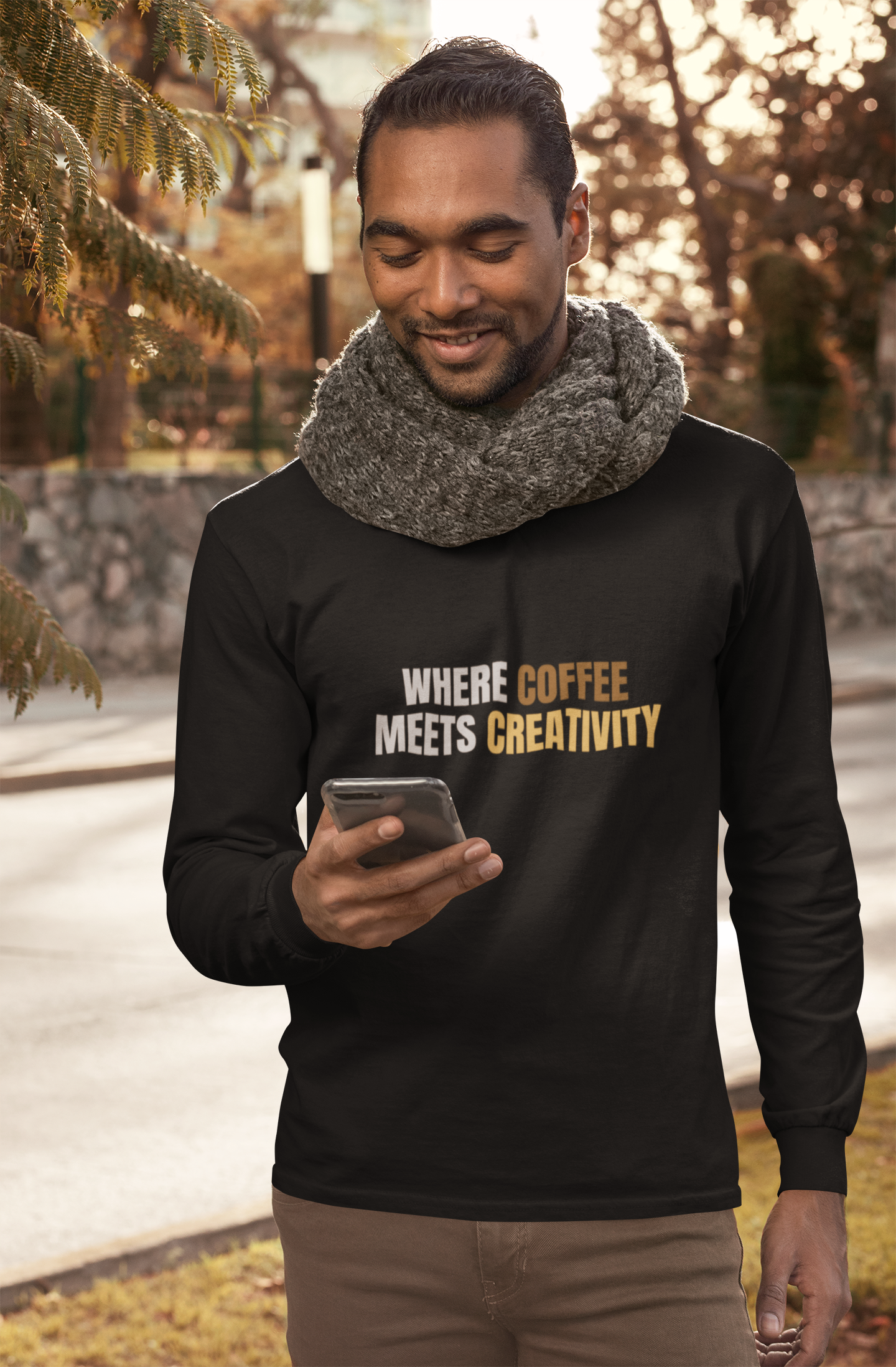 Coffee Meets Creativity Shirt | Coffee Lover Long Sleeve Graphic Tee | Barista Gift