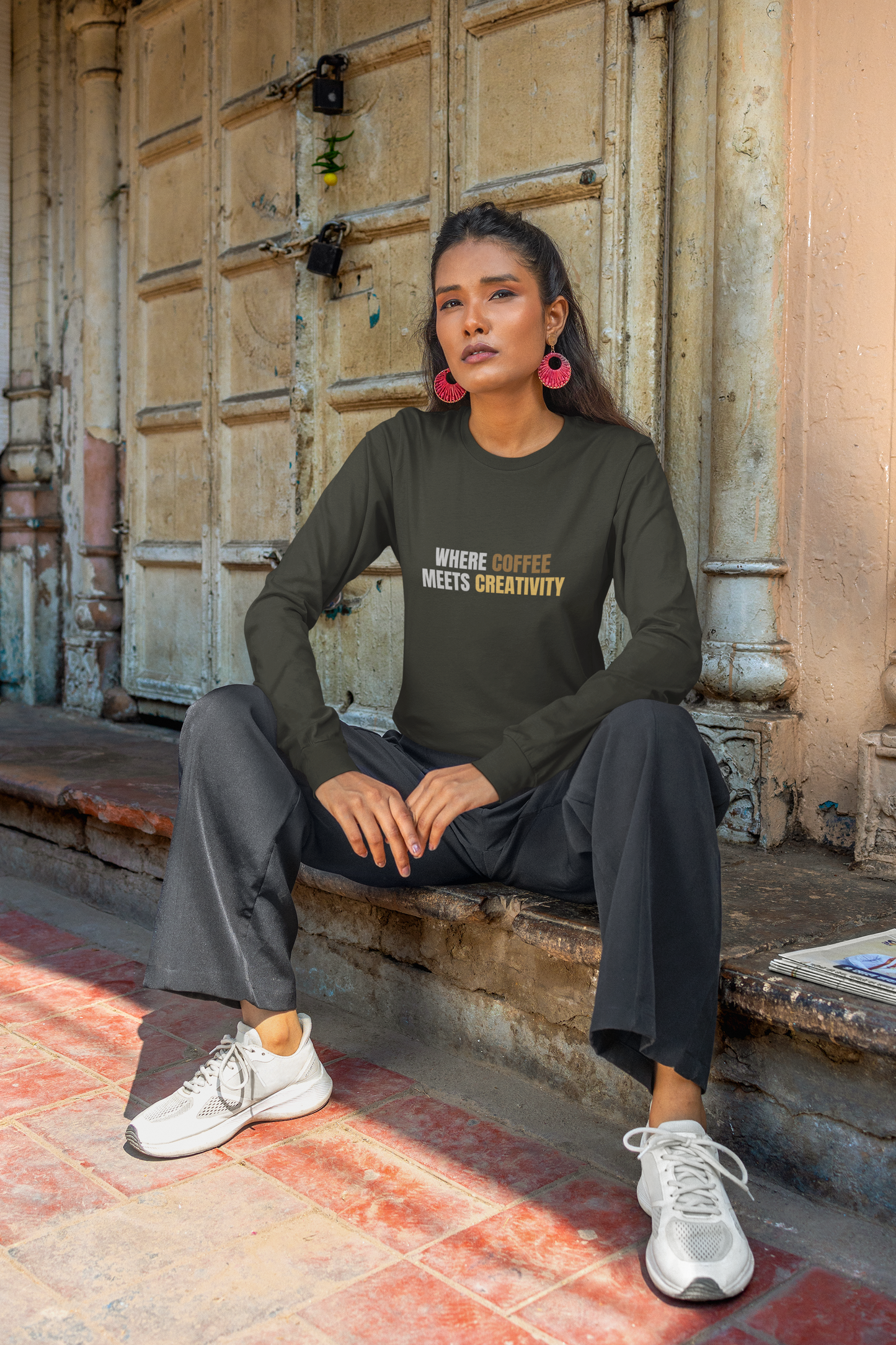 Where Coffee Meets Creativity Long Sleeve Tee | Coffee Shirt | Creative Studio Tee