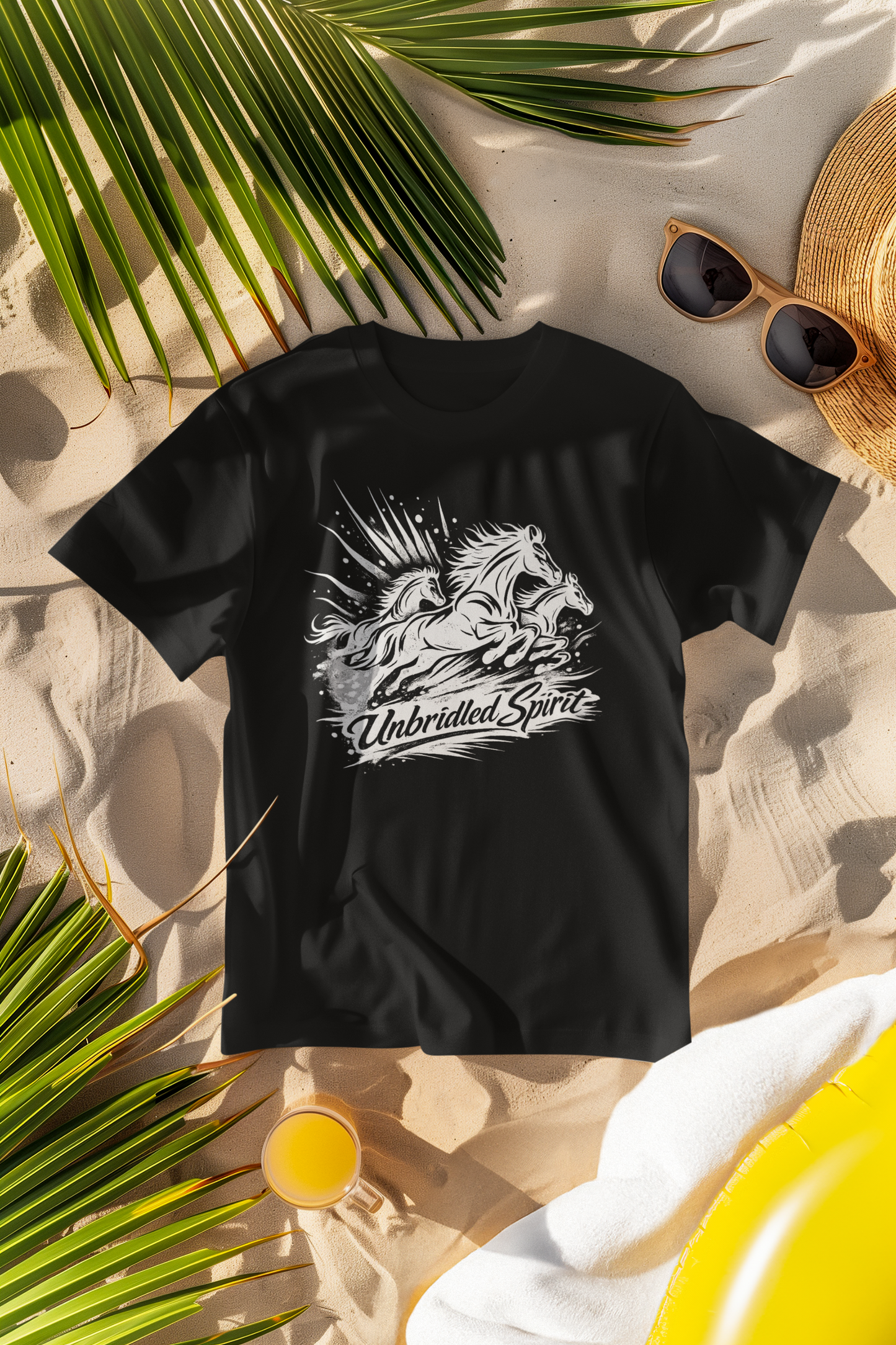 Unbridled Spirit Horse T-Shirt | Running Horses Graphic Tee | Equestrian Lover Gift | Unisex Cotton Shirt