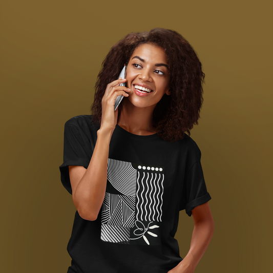 Abstract Geometric Graphic T-Shirt | Minimalist Monochrome Art Tee | Modern Black Unisex Shirt