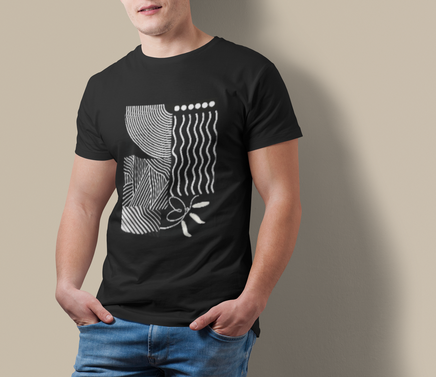 Abstract Geometric Graphic T-Shirt | Minimalist Monochrome Art Tee | Modern Black Unisex Shirt