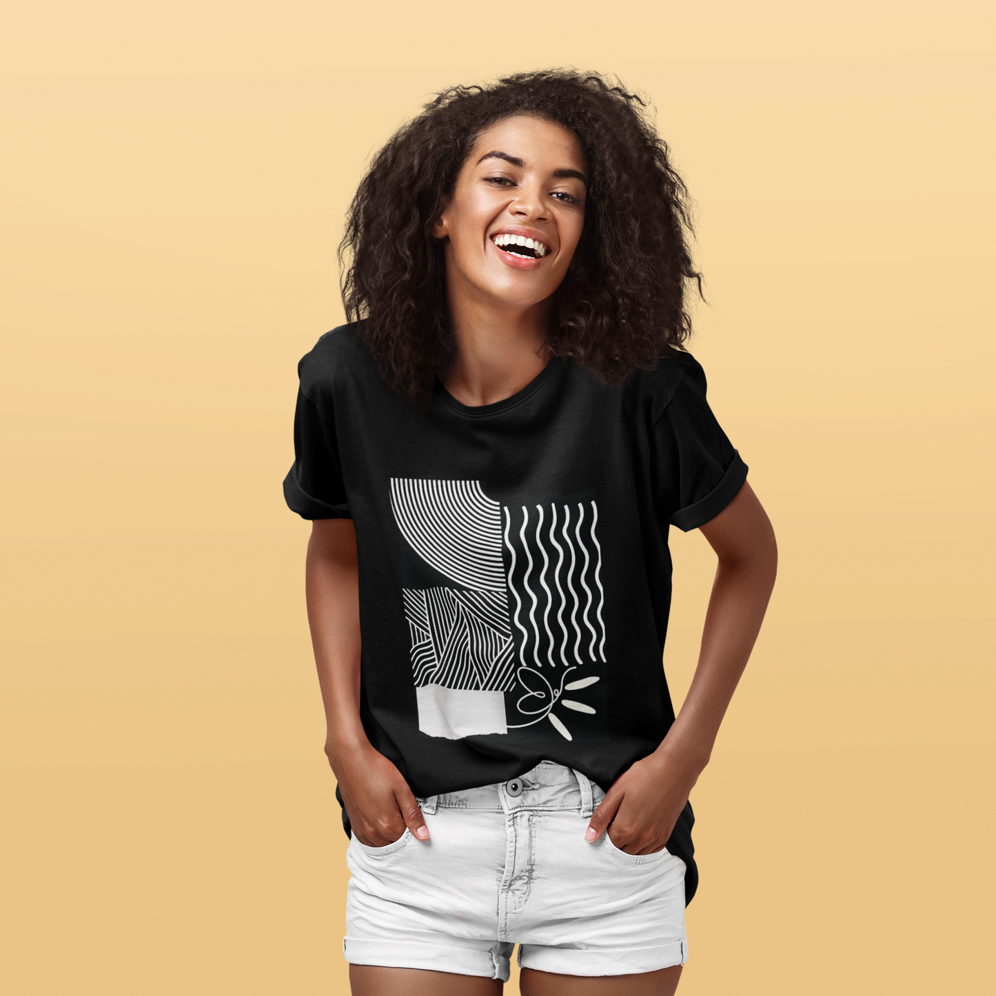 Abstract Geometric Graphic T-Shirt | Minimalist Monochrome Art Tee | Modern Black Unisex Shirt