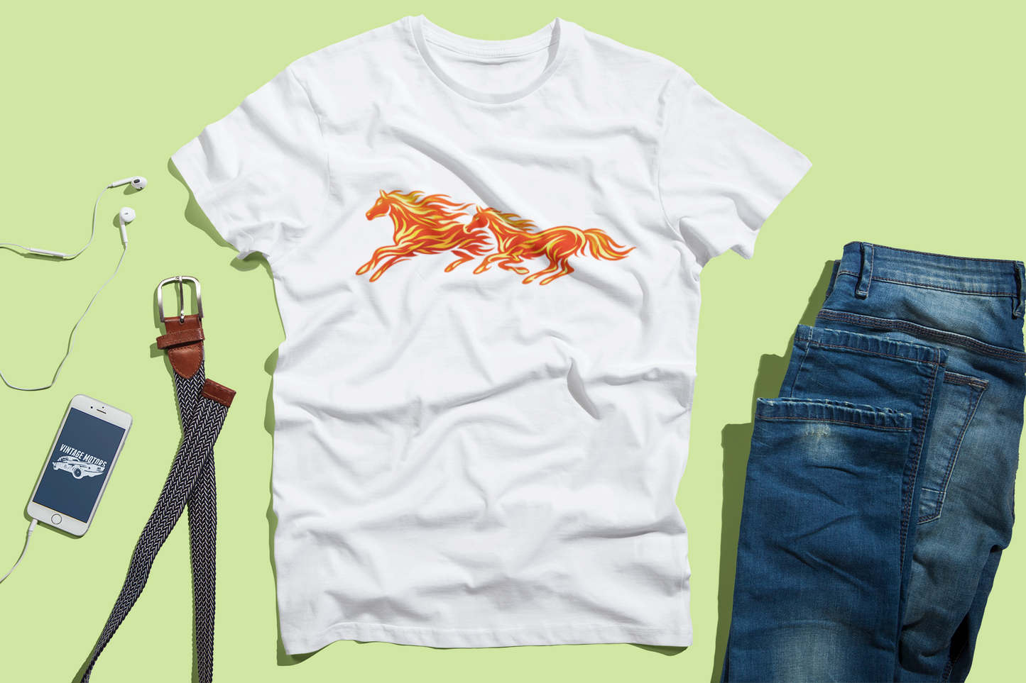 Fiery Running Horse Graphic T-Shirt | Flaming Horse Tee | Equestrian Horse Lover Shirt