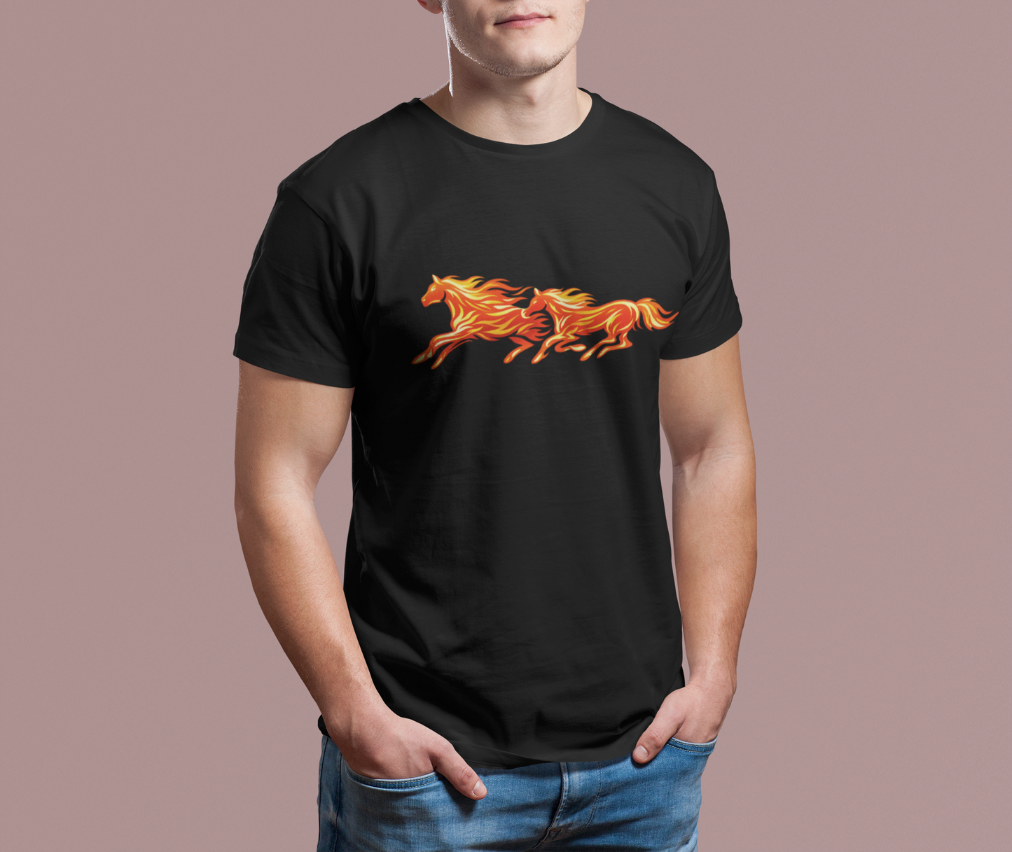 Fiery Running Horse Graphic T-Shirt | Flaming Horse Tee | Equestrian Horse Lover Shirt