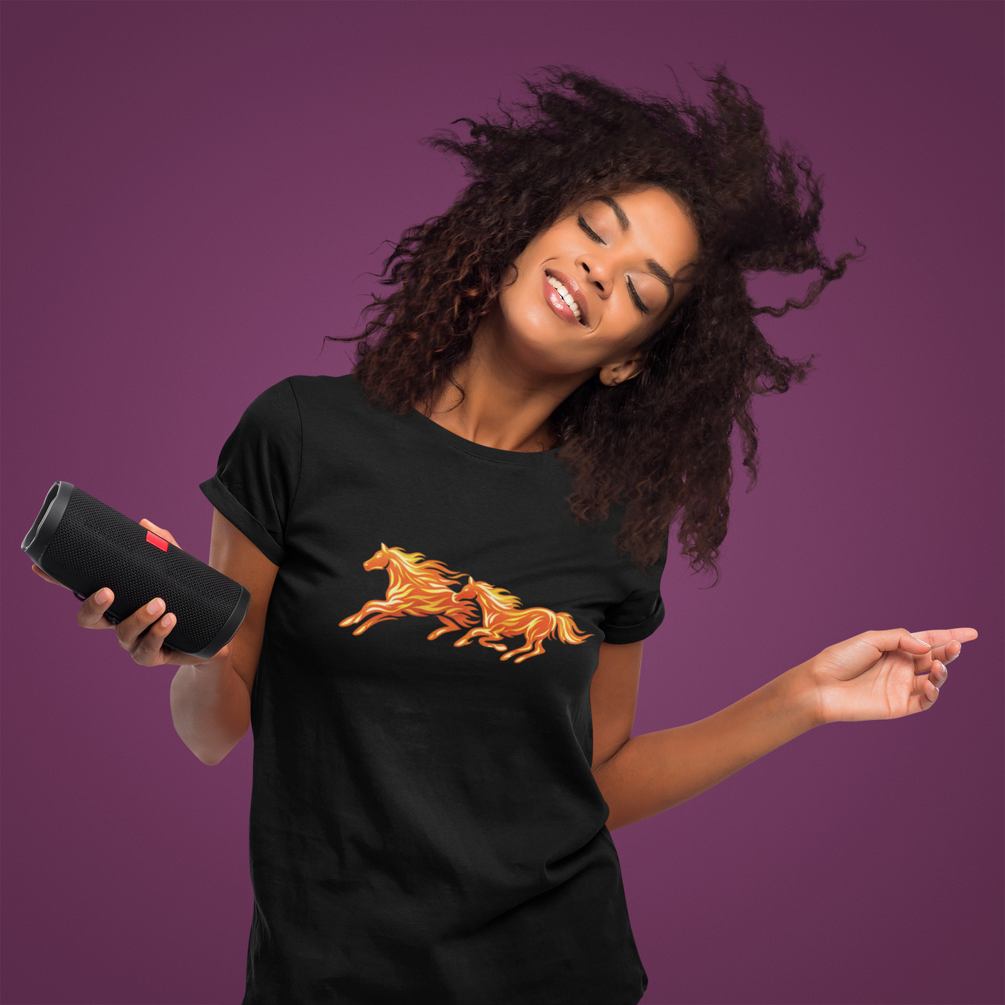 Fiery Running Horse Graphic T-Shirt | Flaming Horse Tee | Equestrian Horse Lover Shirt