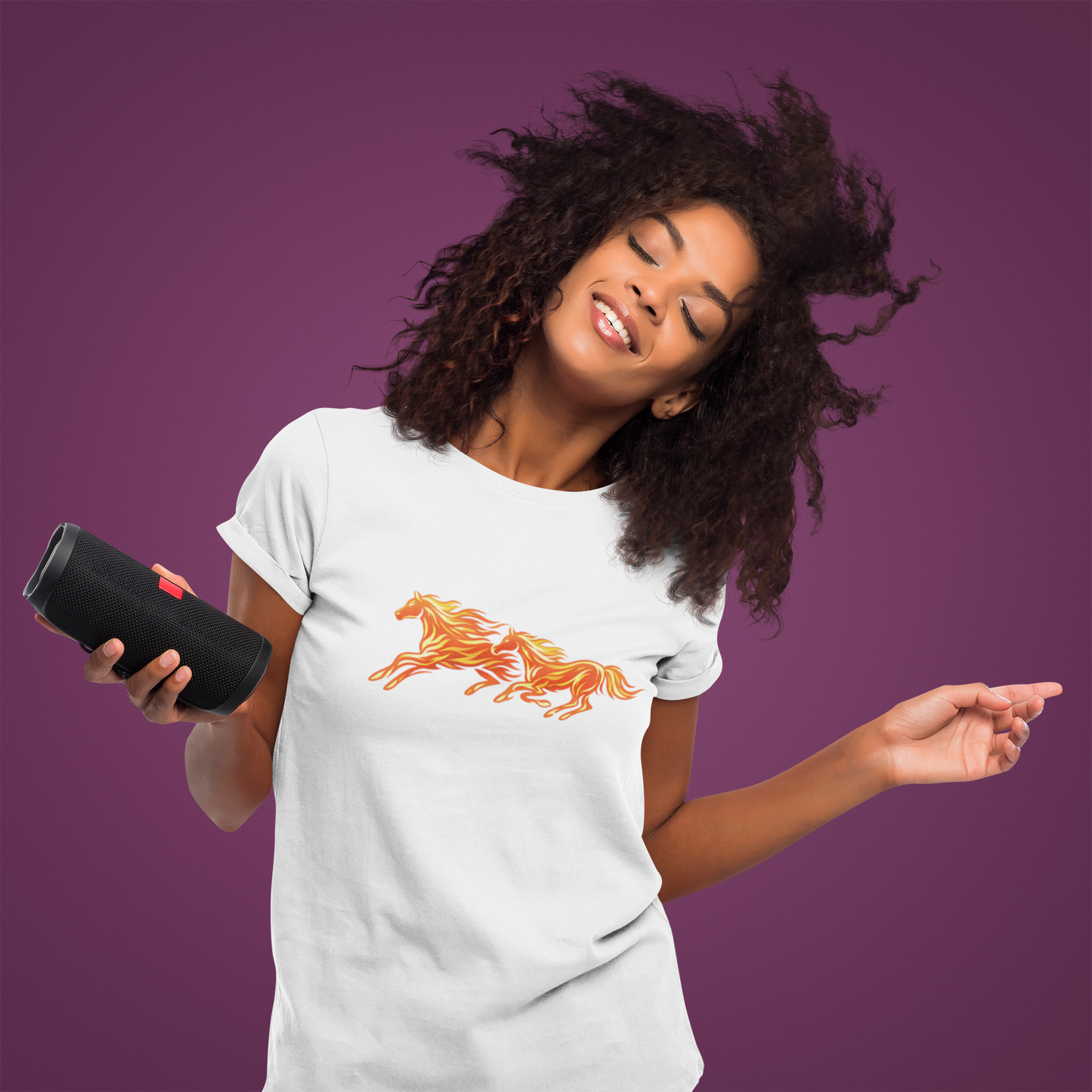 Fiery Running Horse Graphic T-Shirt | Flaming Horse Tee | Equestrian Horse Lover Shirt
