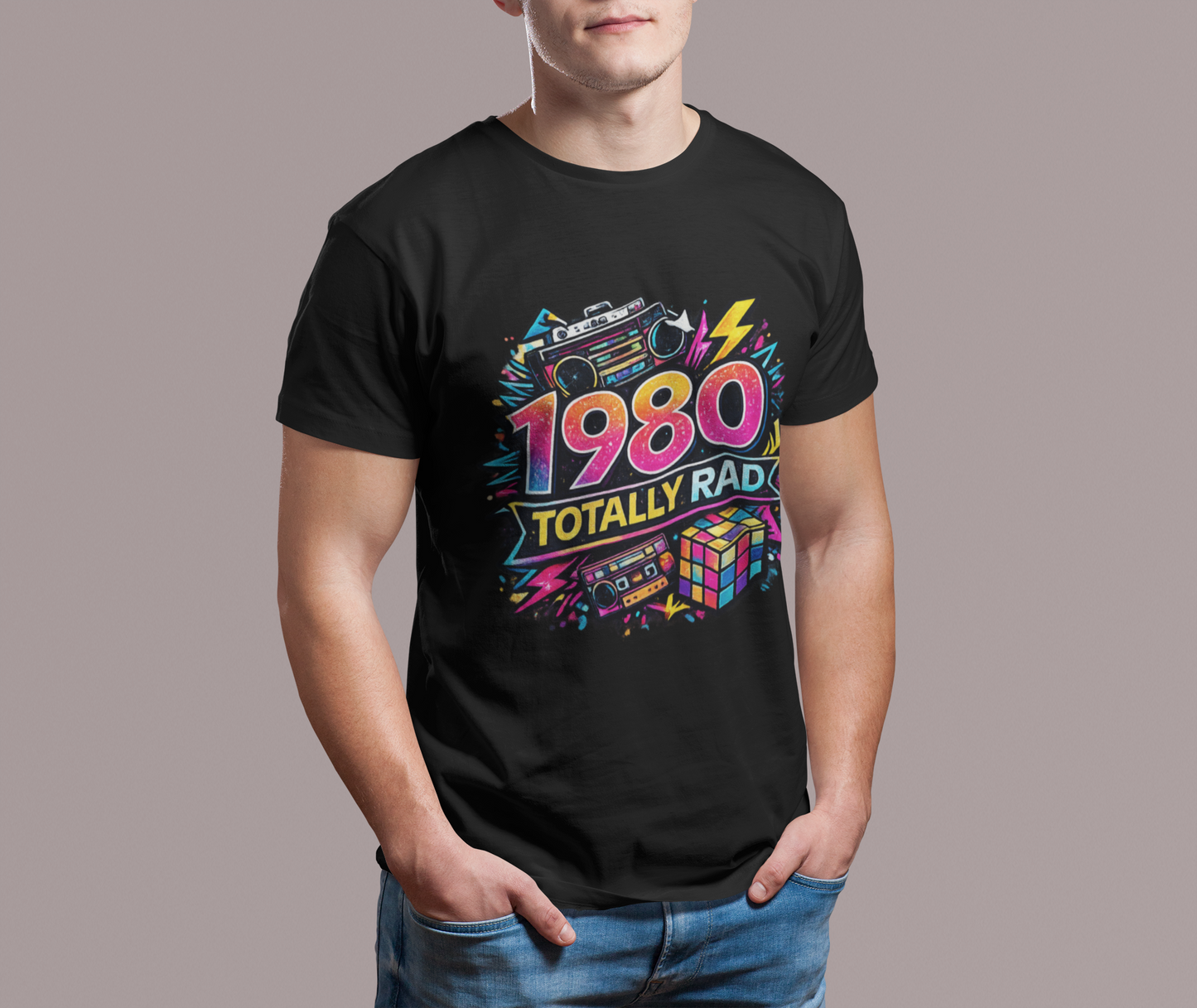 Retro 1980 T-Shirt Born in 1980, Vintage 80s Birthday Shirt, Unisex Graphic Tee Gift