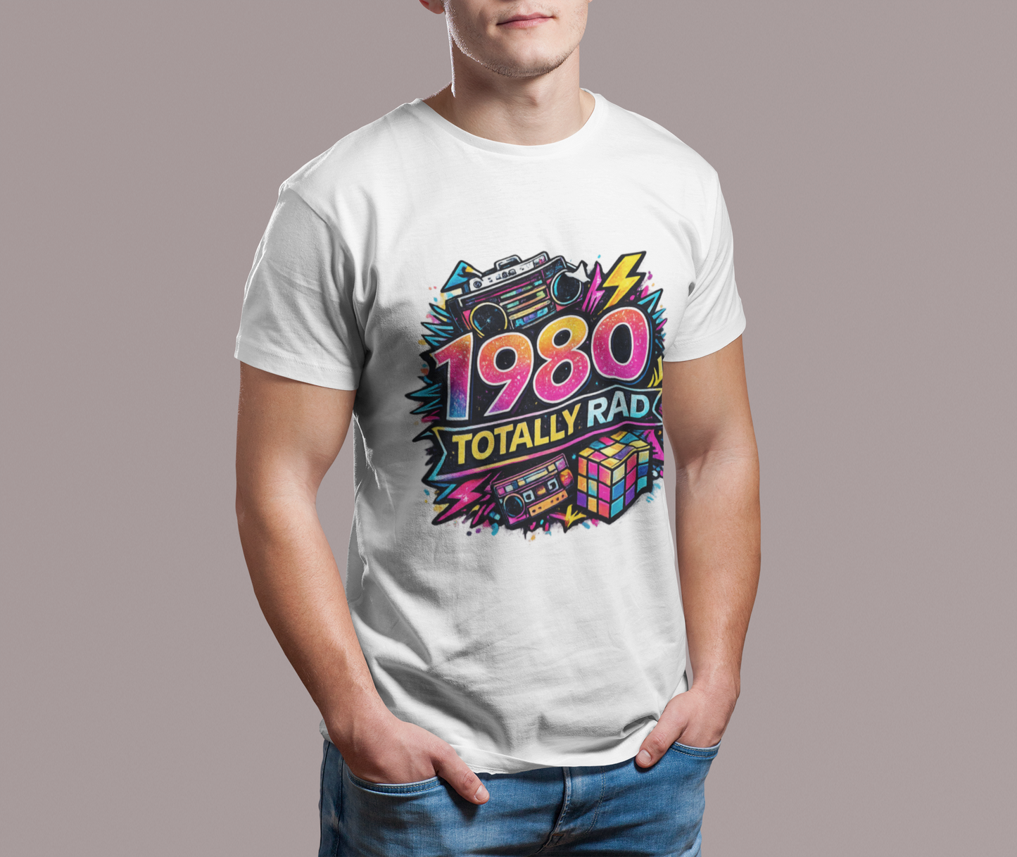 Retro 1980 T-Shirt Born in 1980, Vintage 80s Birthday Shirt, Unisex Graphic Tee Gift