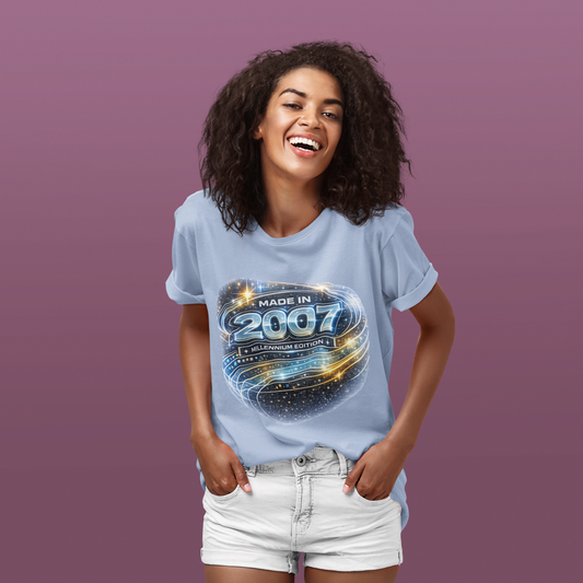 Born in 2007 Y2K T-Shirt, Retro 2000s Birthday Shirt, Vintage 2007 Graphic Tee, Unisex Nostalgia Gift