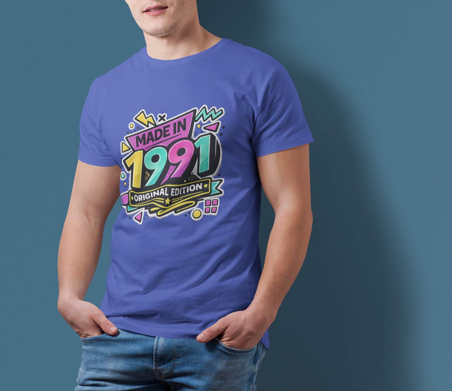 Made in 1991 Totally Rad T-Shirt | Retro 90s Birth Year Shirt | 1991 Birthday Gift Tee
