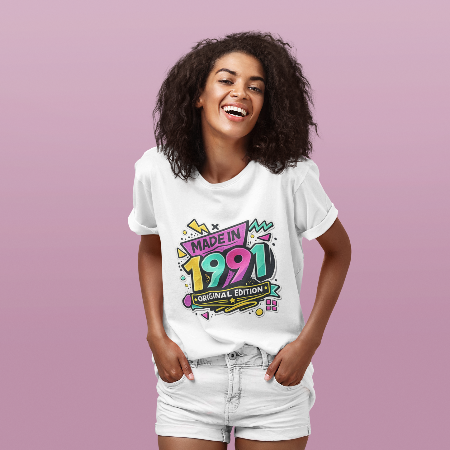 Made in 1991 Totally Rad T-Shirt | Retro 90s Birth Year Shirt | 1991 Birthday Gift Tee