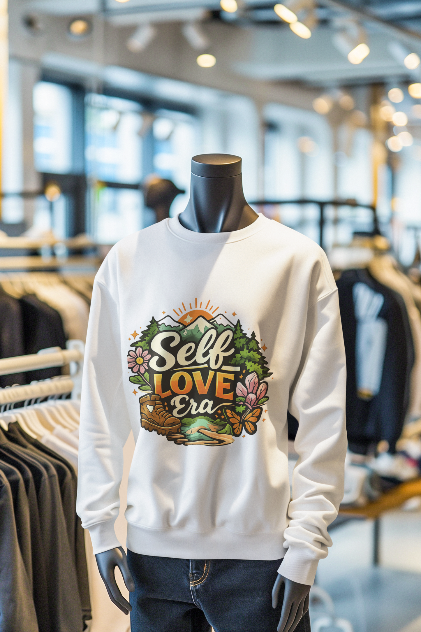 Self-Love Era Sweatshirt, Self Care Crewneck, Nature Graphic Sweatshirt, Positive Quote Sweater, Mental Health Gift, Cozy Unisex Pullover