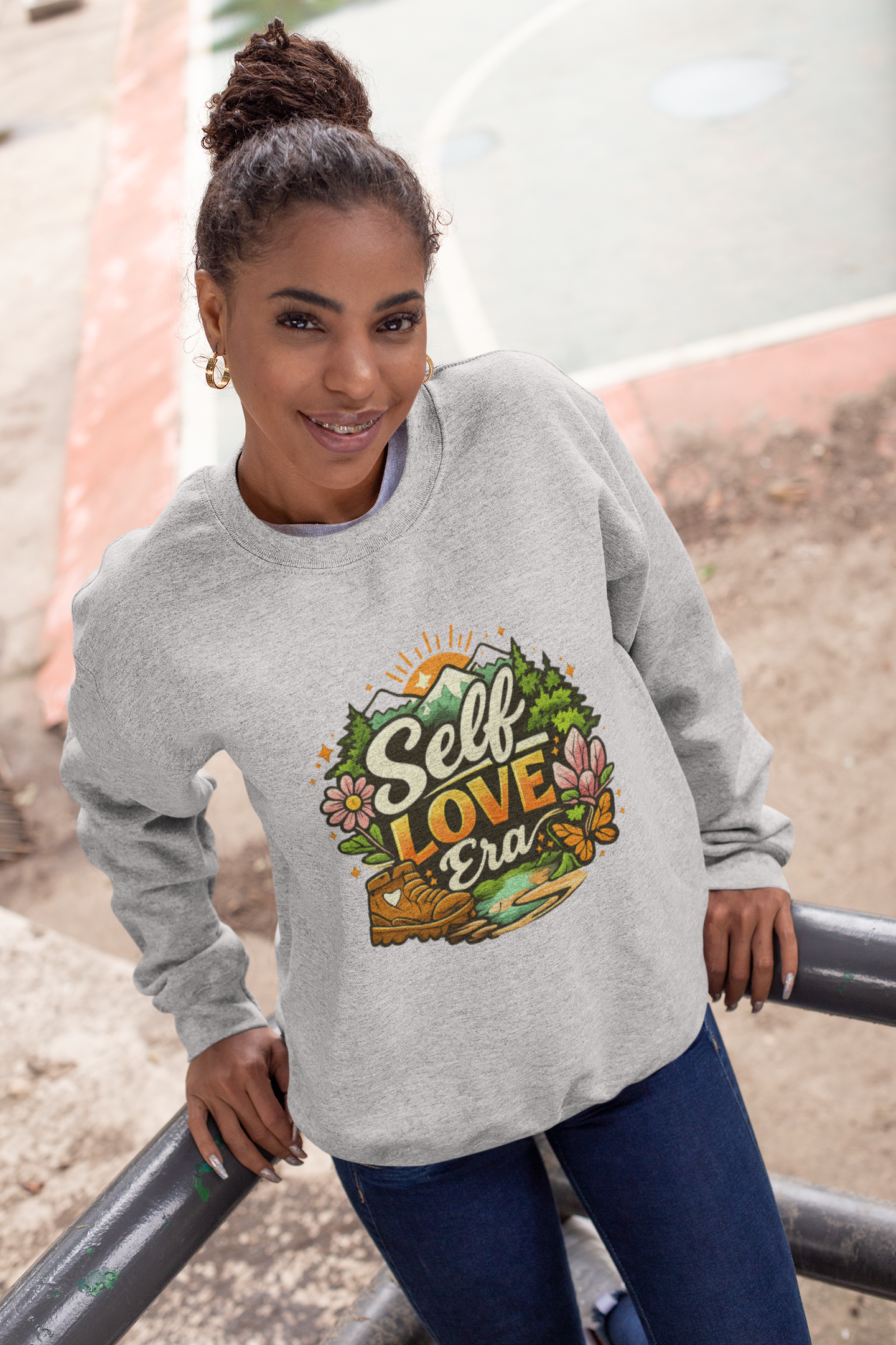Self-Love Era Sweatshirt, Self Care Crewneck, Nature Graphic Sweatshirt, Positive Quote Sweater, Mental Health Gift, Cozy Unisex Pullover