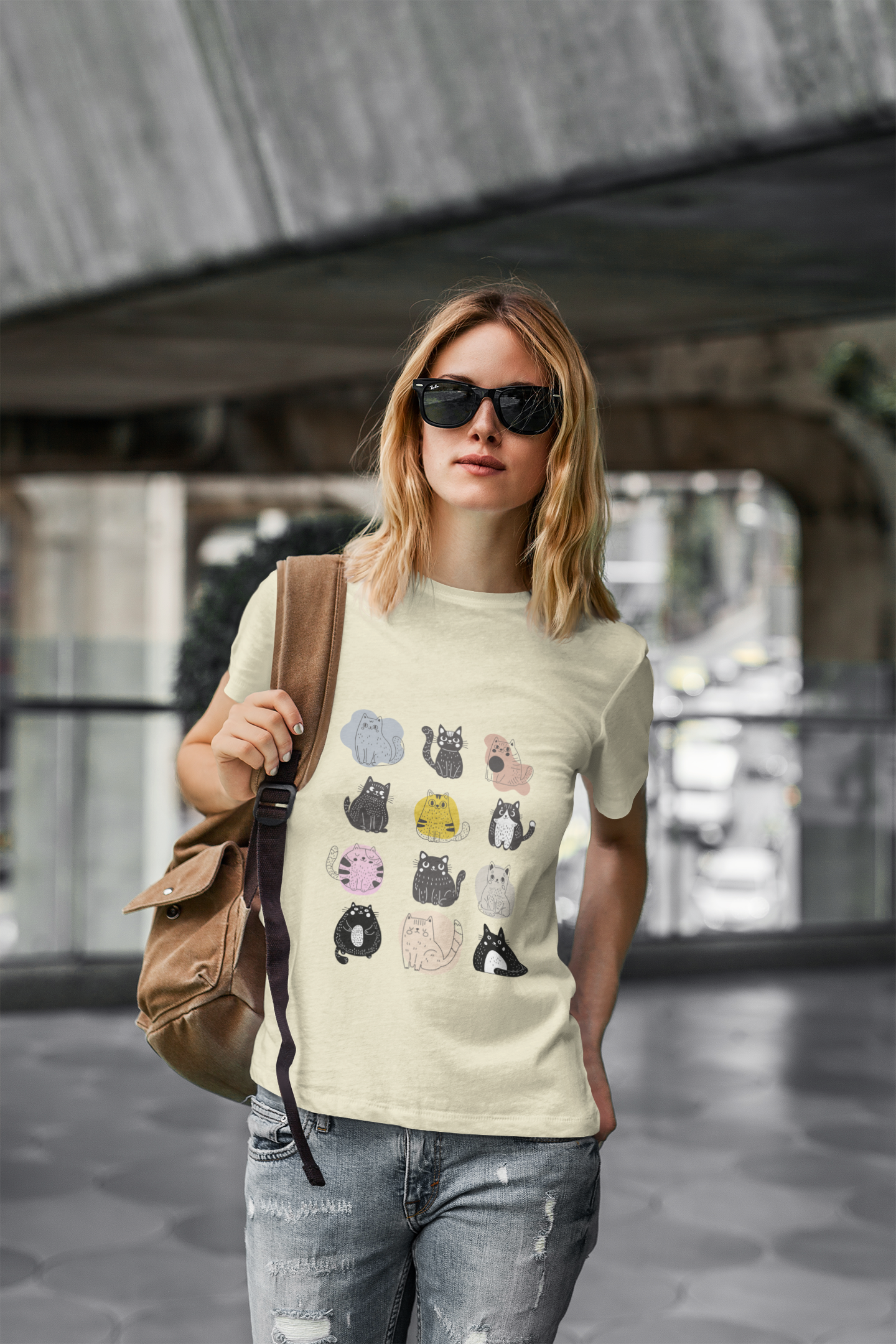 Cute Cat Mood Board T-Shirt, Funny Cat Graphic Tee, Kawaii Cat Faces Shirt, Cozy Unisex Cat Lover Gift