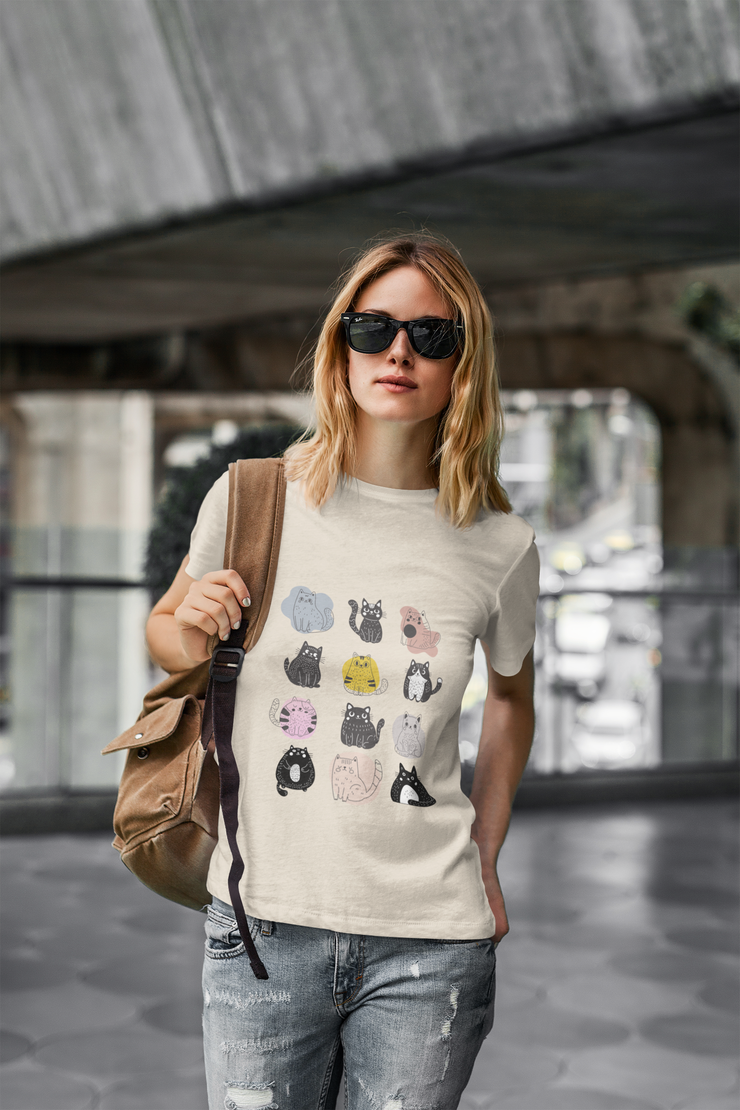 Cute Cat Mood Board T-Shirt, Funny Cat Graphic Tee, Kawaii Cat Faces Shirt, Cozy Unisex Cat Lover Gift