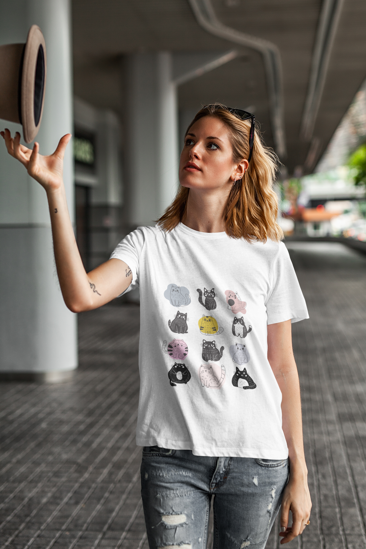 Cute Cat Mood Board T-Shirt, Funny Cat Graphic Tee, Kawaii Cat Faces Shirt, Cozy Unisex Cat Lover Gift