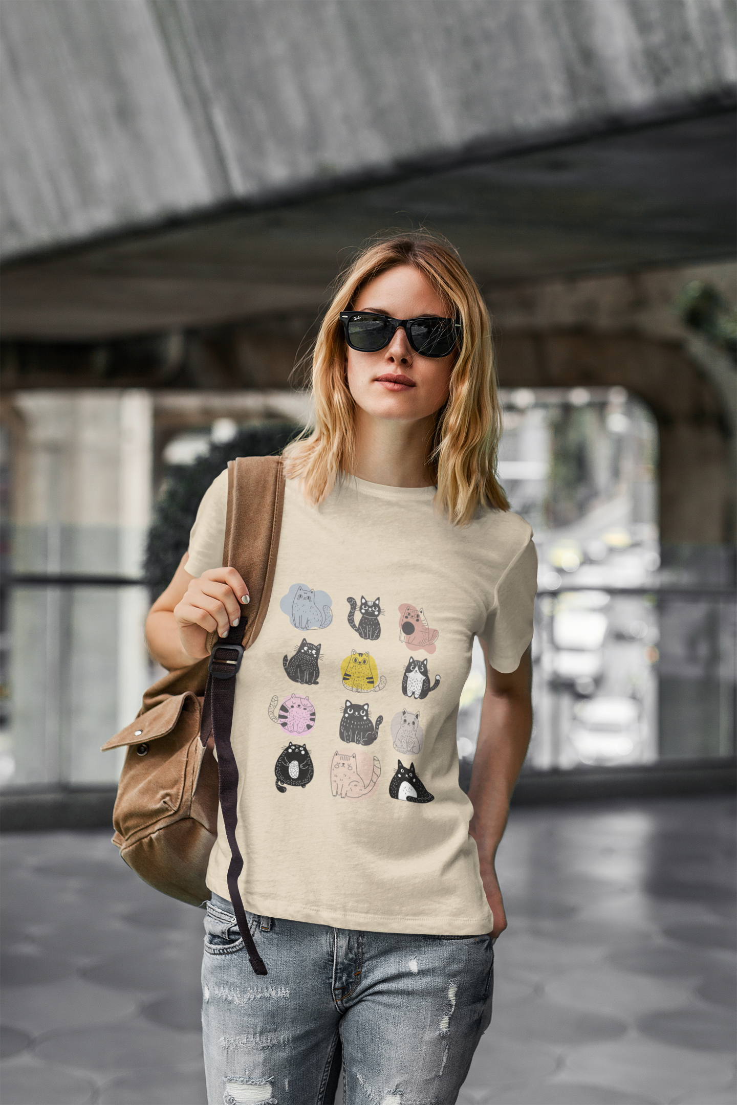 Cute Cat Mood Board T-Shirt, Funny Cat Graphic Tee, Kawaii Cat Faces Shirt, Cozy Unisex Cat Lover Gift