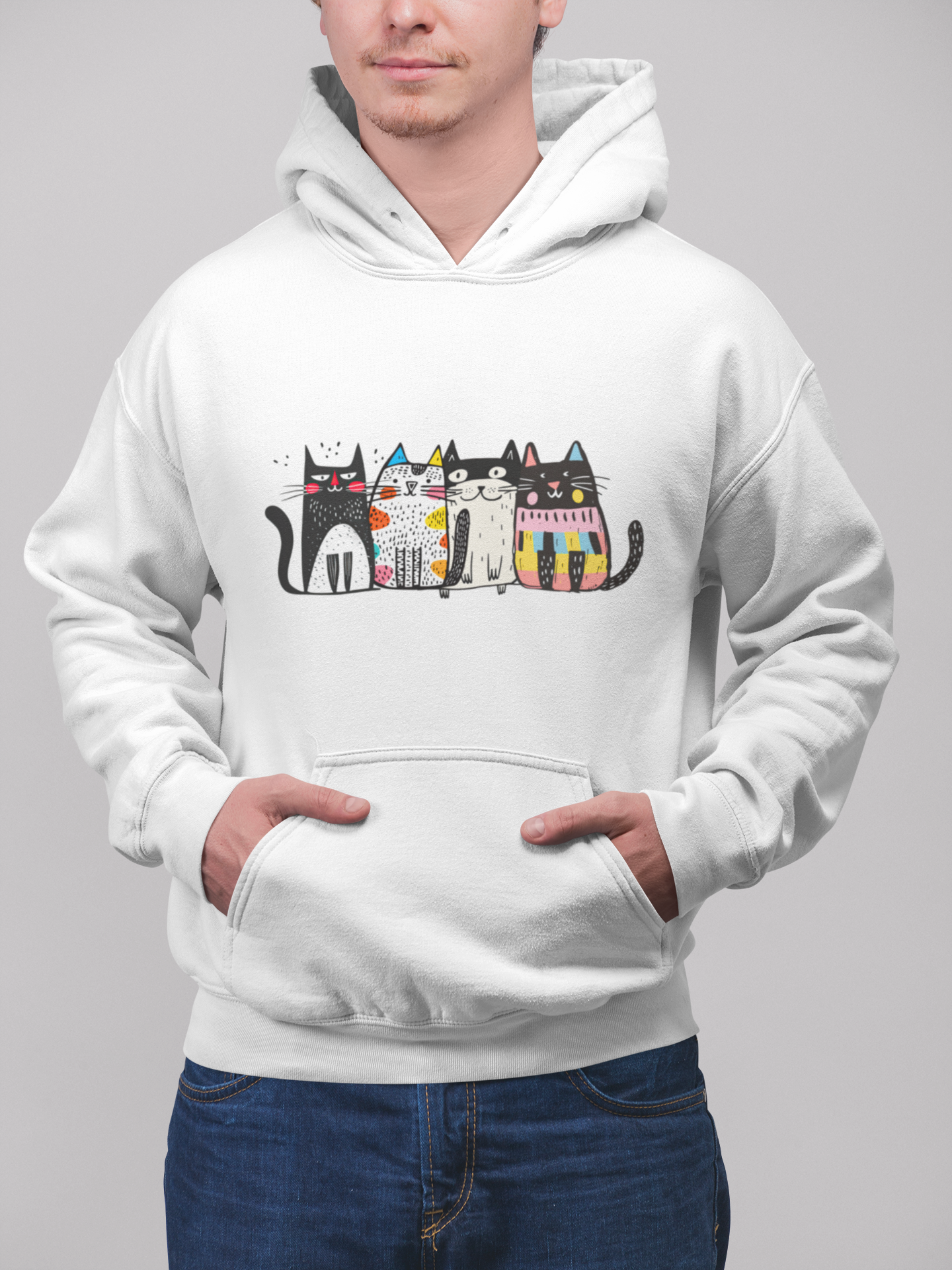 Cute Cat Graphic Hoodie, Funny Cat Lover Sweatshirt, Cozy Unisex Fleece Hoodie, Gift for Cat Lovers