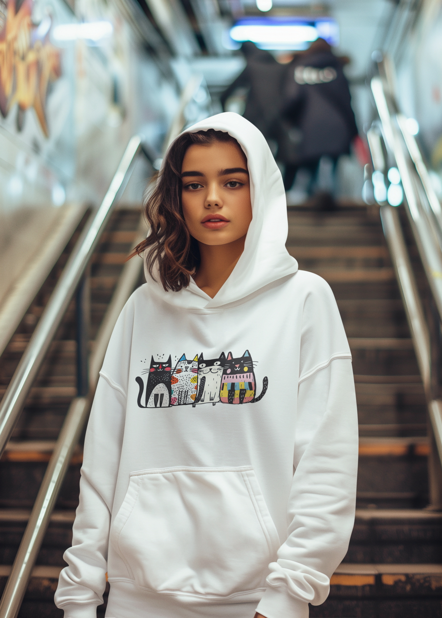 Cute Cat Graphic Hoodie, Funny Cat Lover Sweatshirt, Cozy Unisex Fleece Hoodie, Gift for Cat Lovers