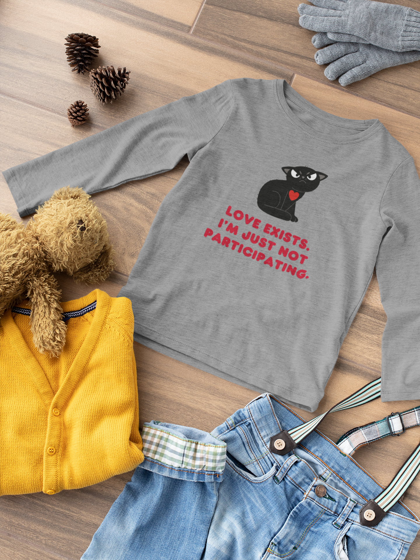 Love Exists Cat Long Sleeve Shirt | Funny Sarcastic Graphic Tee