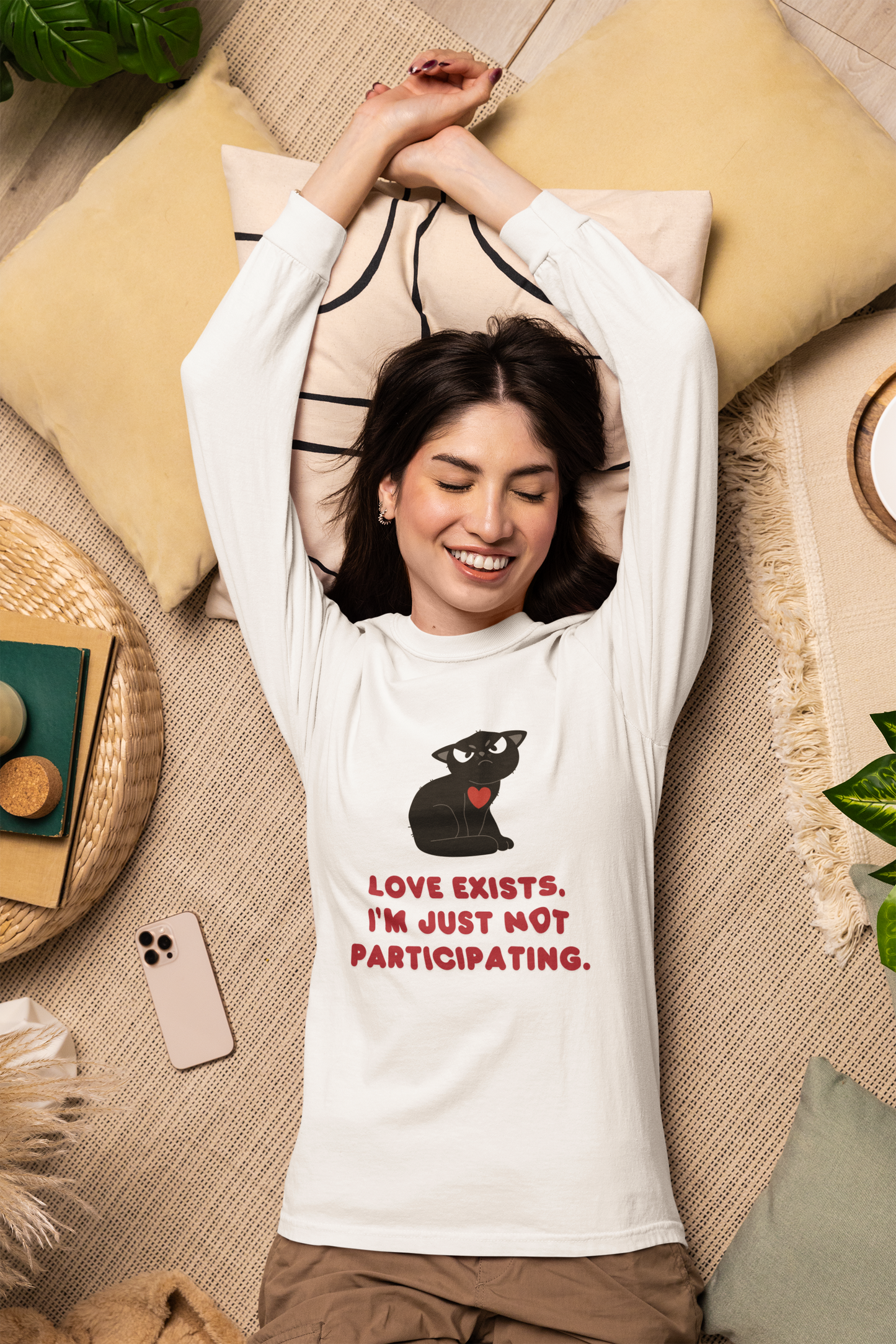 Love Exists Cat Long Sleeve Shirt | Funny Sarcastic Graphic Tee