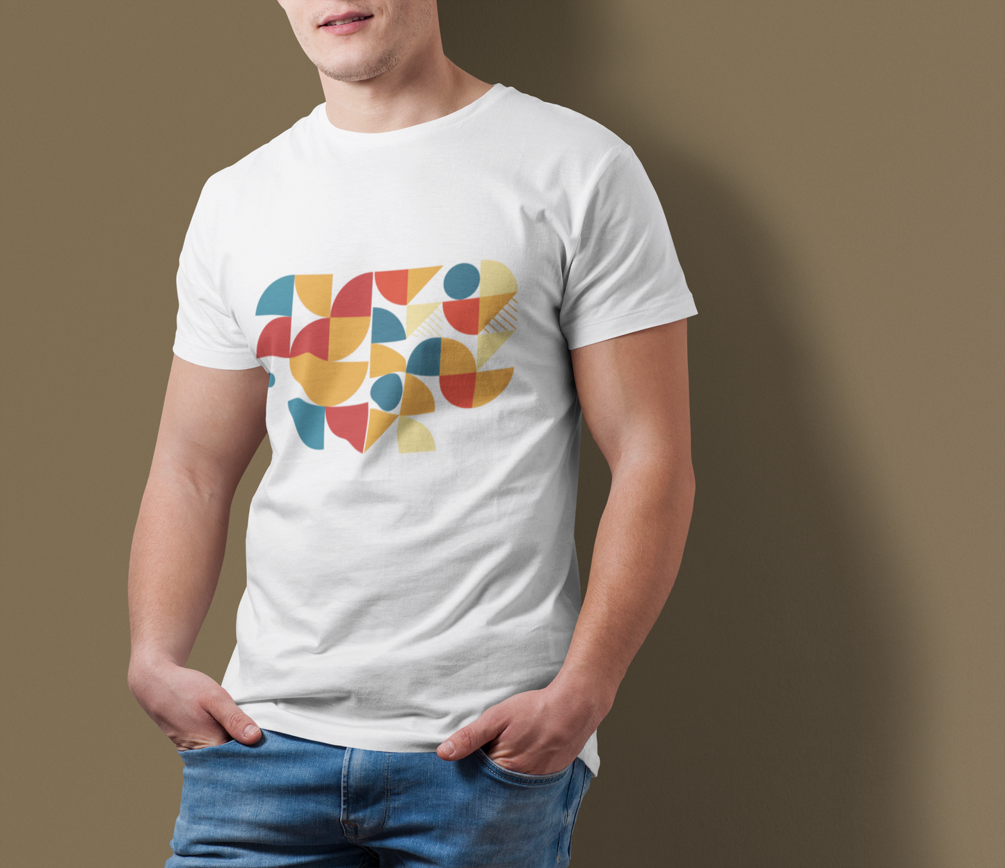 Mid Century Modern Geometric T-Shirt, Retro Abstract Shapes Tee, Color Block Graphic Shirt, Minimalist Art Unisex Tee, Modern Casual Top