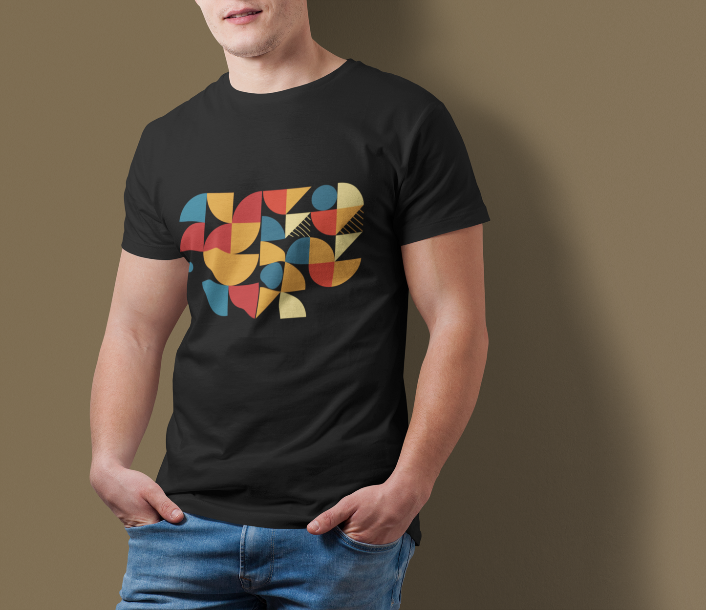 Mid Century Modern Geometric T-Shirt, Retro Abstract Shapes Tee, Color Block Graphic Shirt, Minimalist Art Unisex Tee, Modern Casual Top