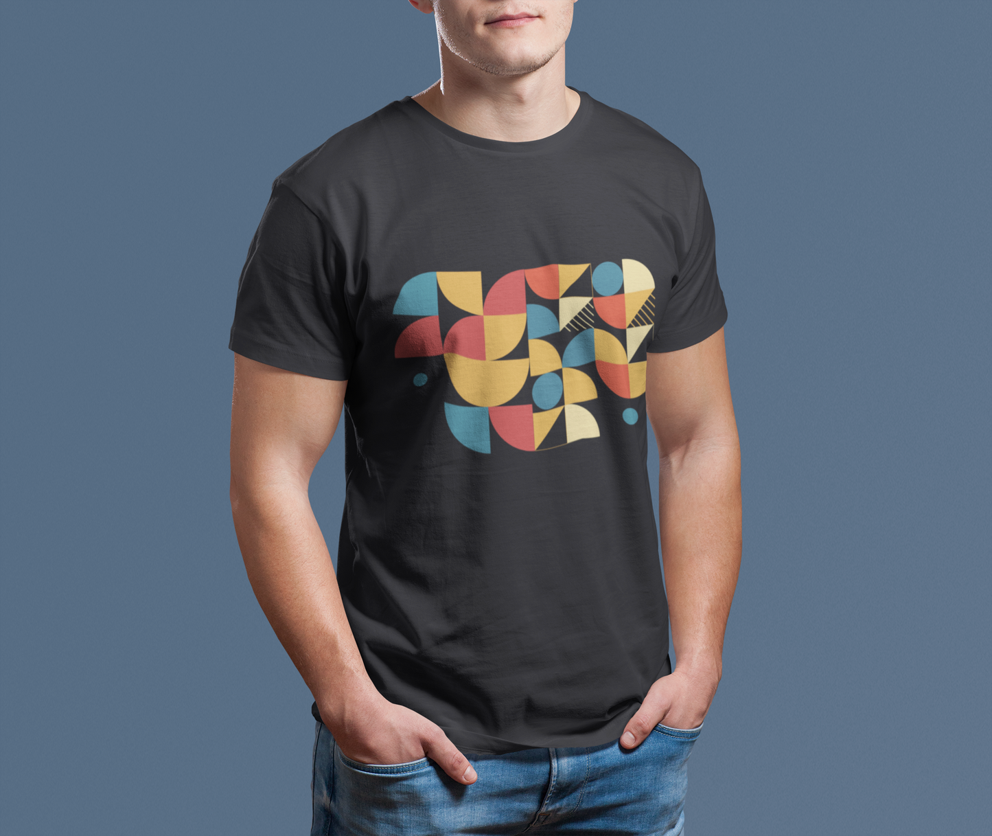 Mid Century Modern Geometric T-Shirt, Retro Abstract Shapes Tee, Color Block Graphic Shirt, Minimalist Art Unisex Tee, Modern Casual Top