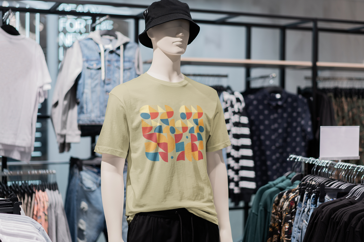 Retro Geometric T-Shirt, Colorful Mid Century Modern Graphic Tee, Abstract Shapes Shirt, Unisex Minimal Art Tee, Hipster Casual Top