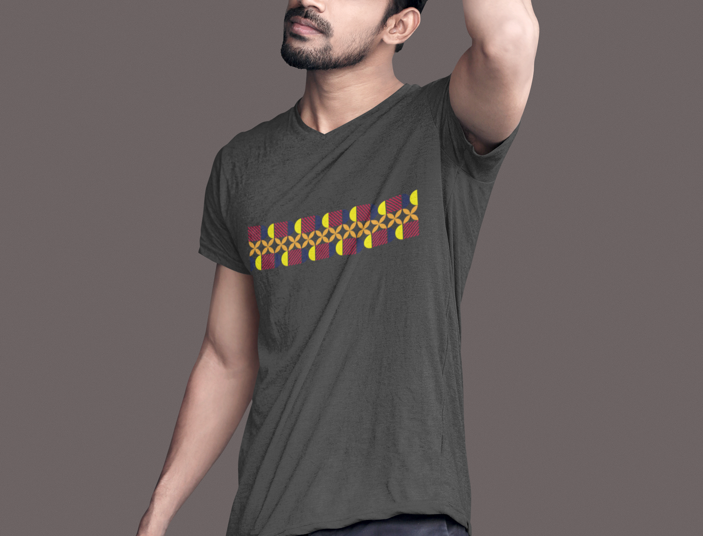 Geometric Pastel Pattern T-Shirt for Men & Women | Retro Abstract Stripe Graphic Tee