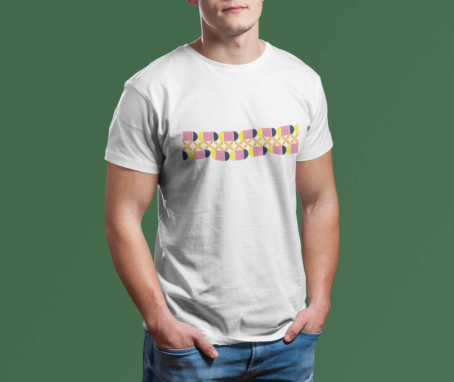 Geometric Pastel Pattern T-Shirt for Men & Women | Retro Abstract Stripe Graphic Tee
